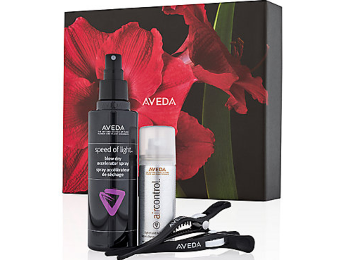 Aveda Gift Set box and blow dry spray, air control and 2 clips