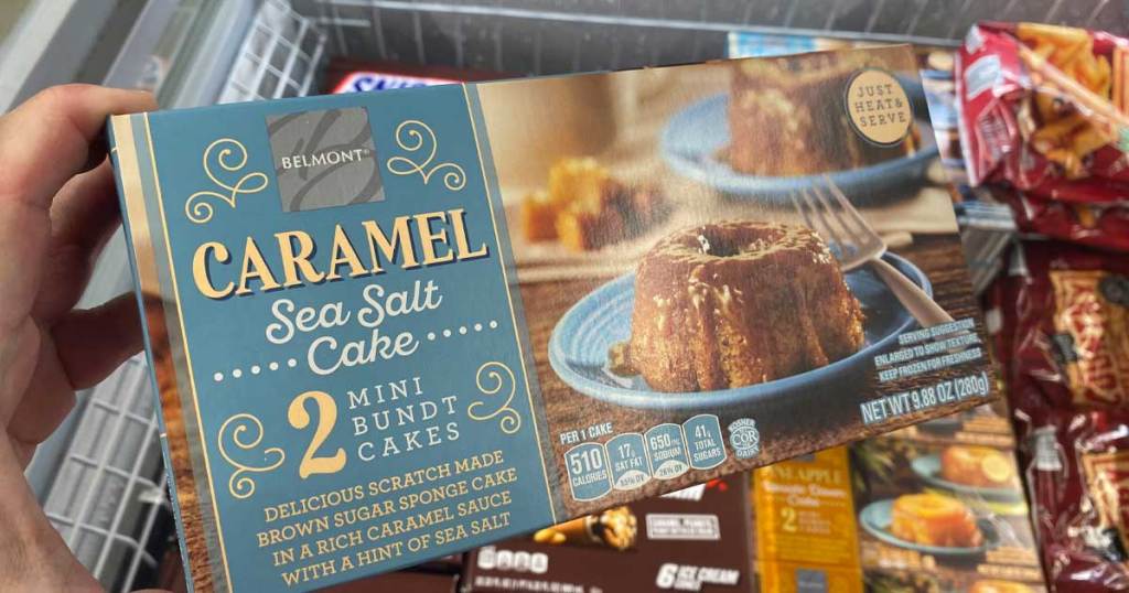 caramel sea salt cake in store being held up