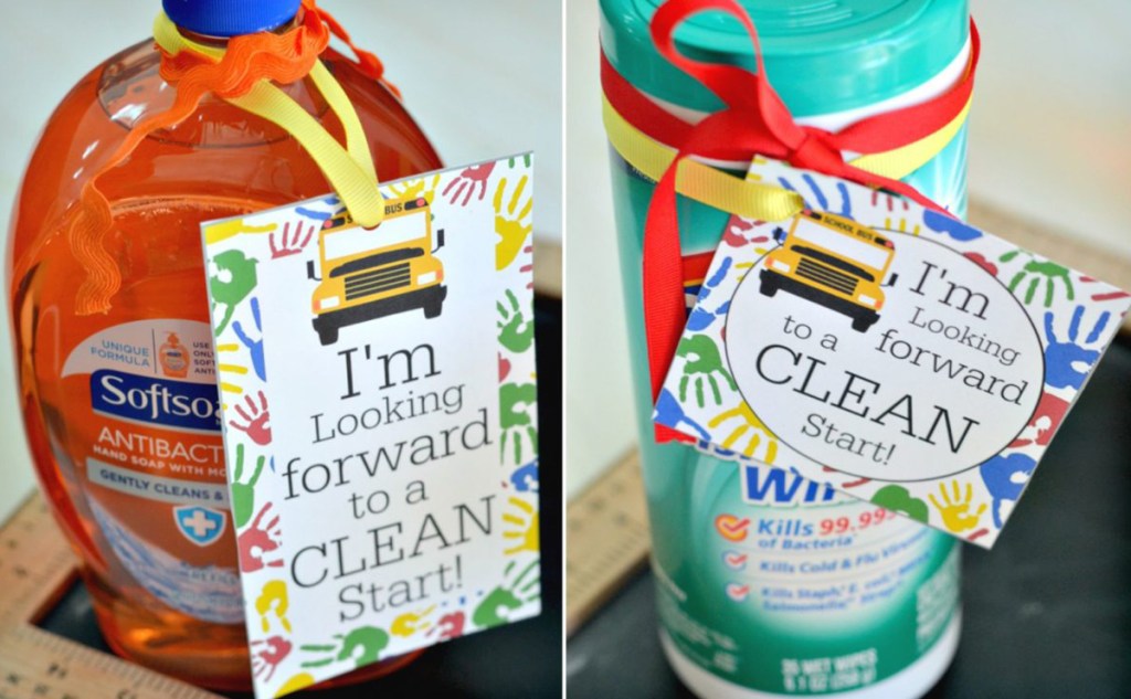 cleaning supplies with clean start tags