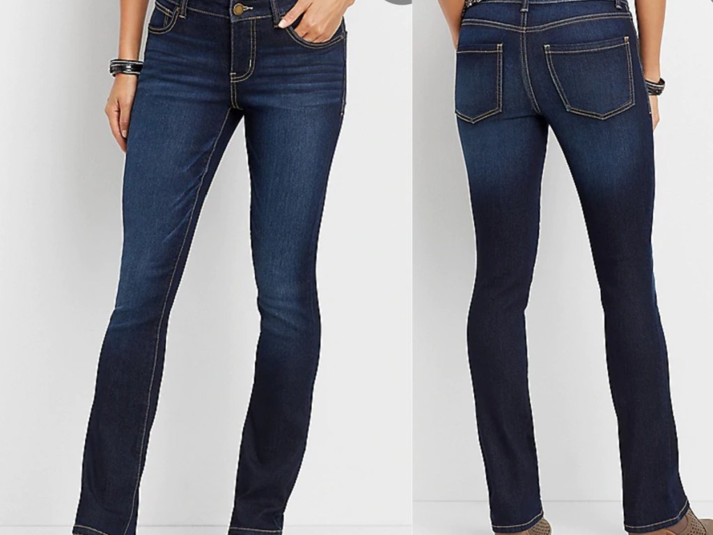 front and back view of women wearing jeans