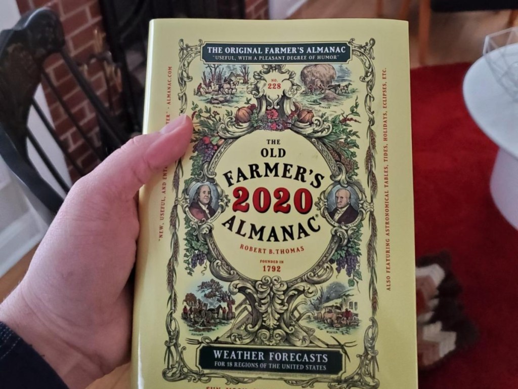 holding 2020Farmer's Almanac