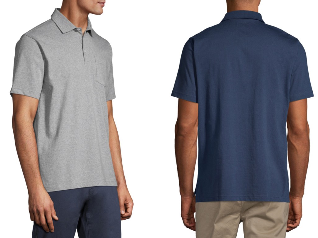 2 men wearing different colored polo shirts