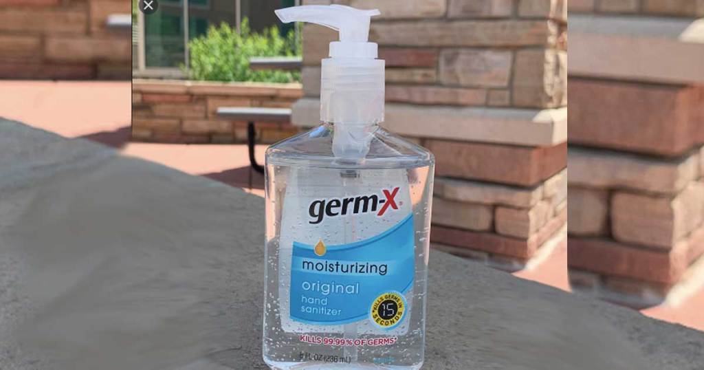 germ x bottle on outdoor table