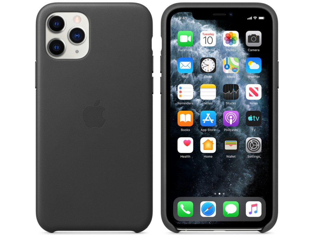iPhone with black case