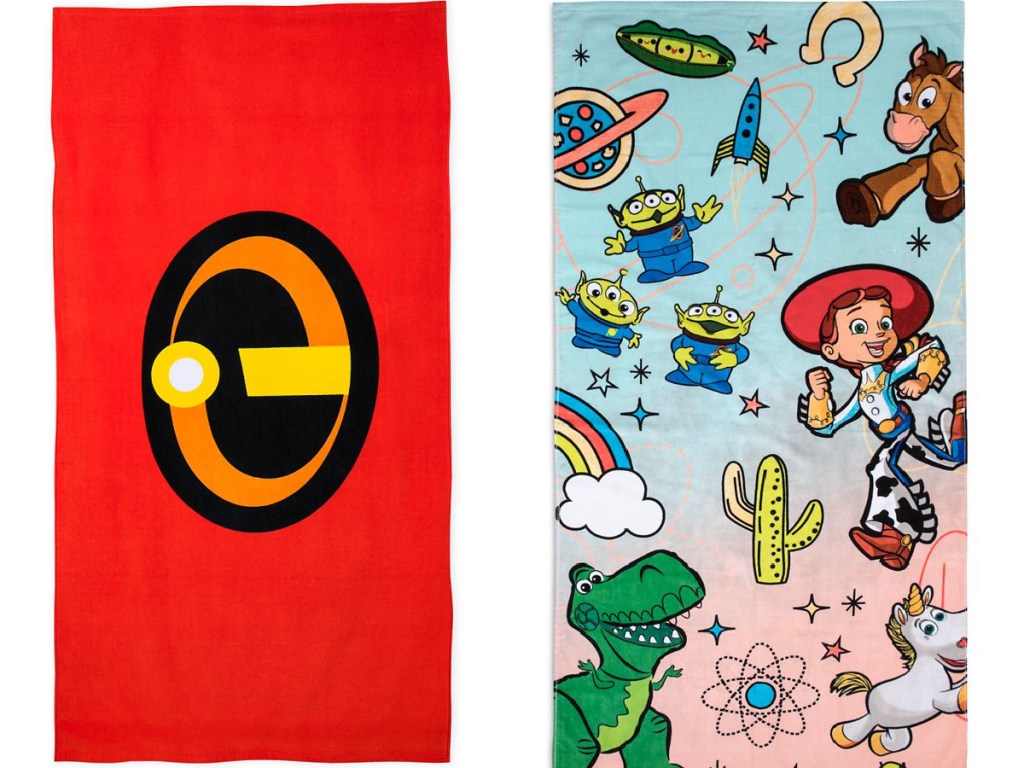 incredibles and toy story beach towels