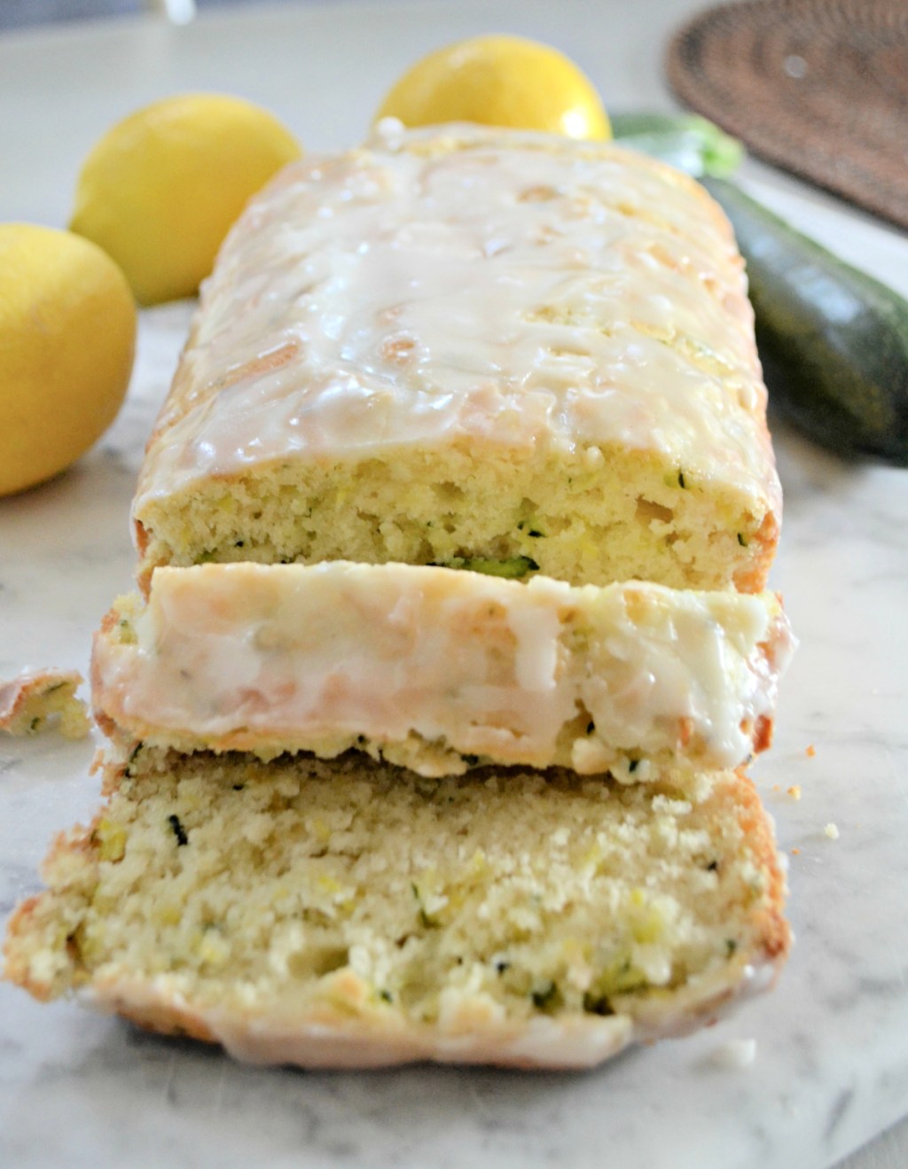 lemon zucchini bread on a cutting board