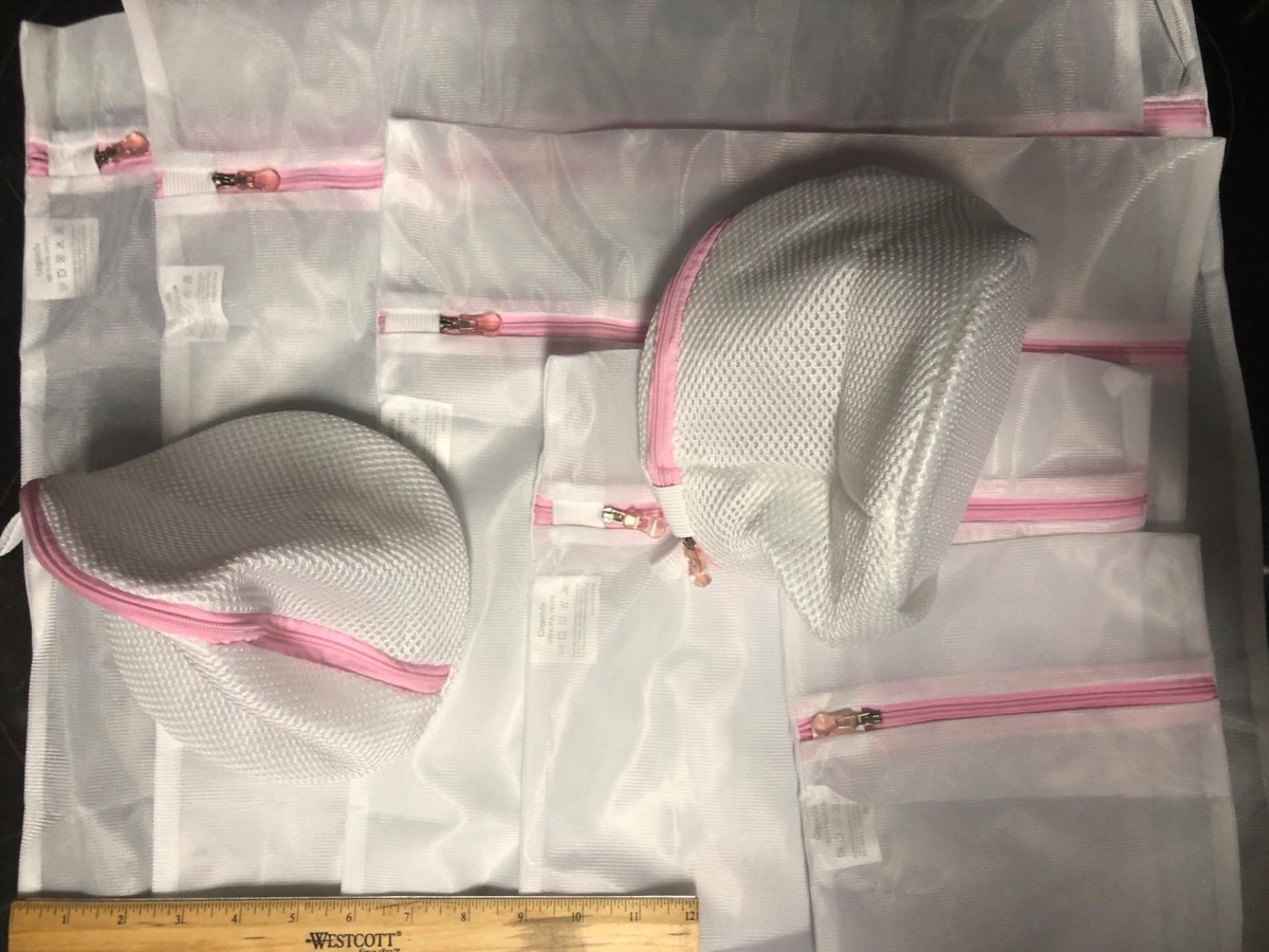 mesh laundry bags with pink zippers
