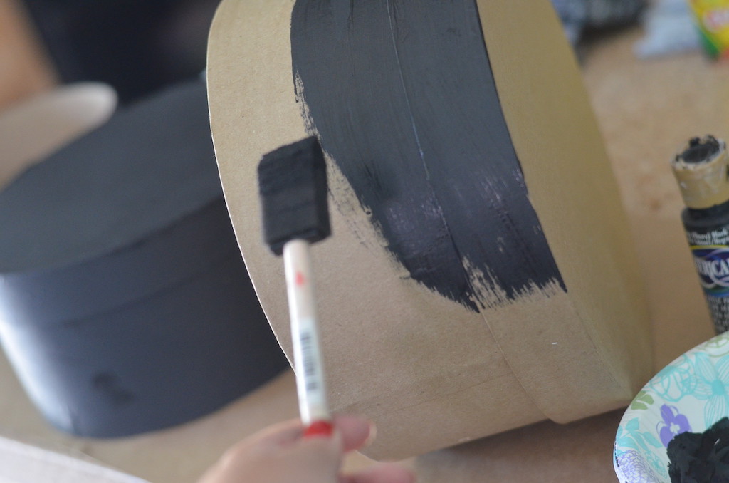 painting boxed with black paint 