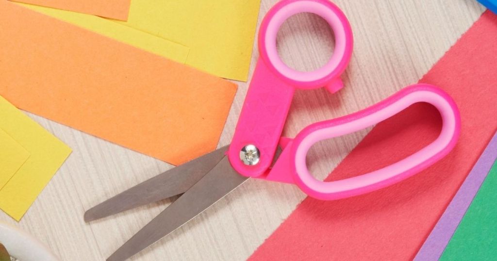 kids scissors with construction paper