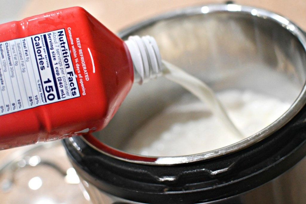 pouring milk into instant pot
