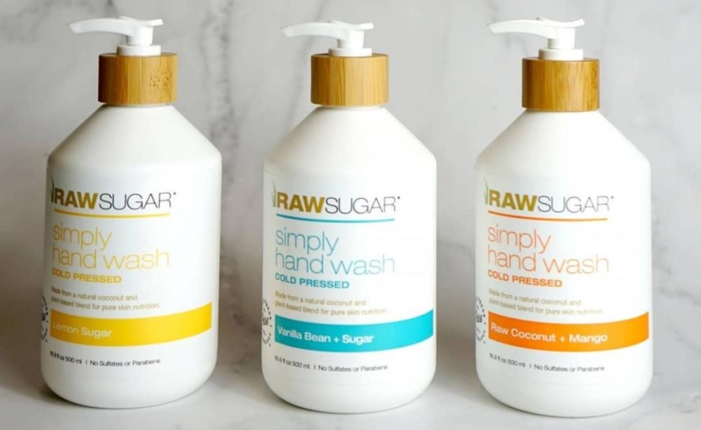 3 bottles of raw sugar hand soap