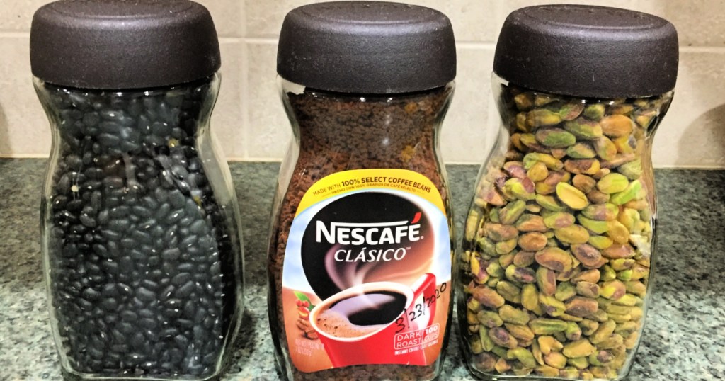 reused instant coffee jars for dry foods