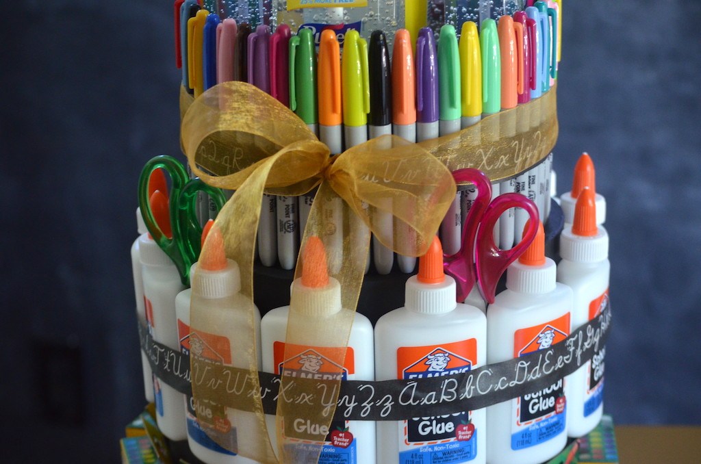 DIY "Cake" Made From School Supply List Gift Idea for Teachers!