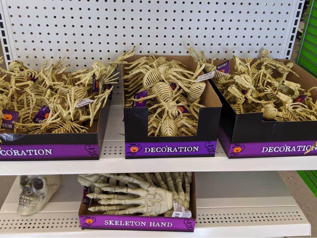 skeleton hand on display in store