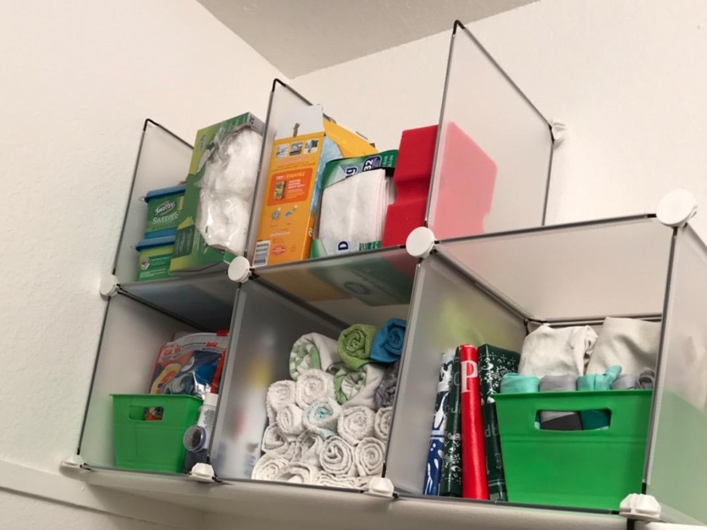 storage cubes in laundry room