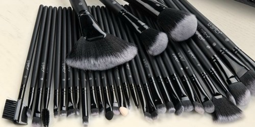 32-Piece Makeup Brush Set & Storage Bag Only $12.99 on Amazon | Over 1,600 5-Star Reviews