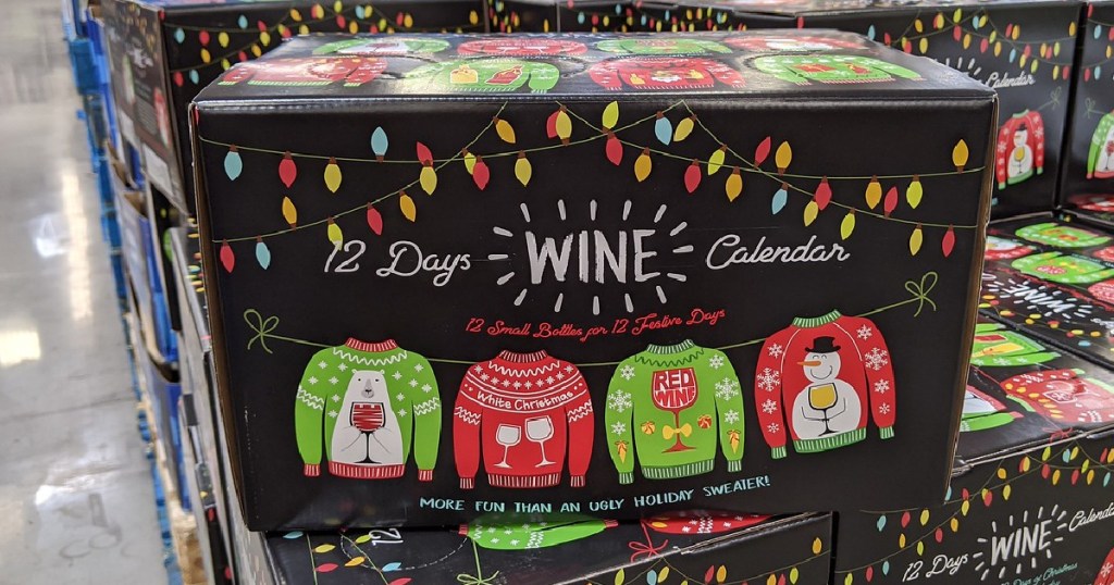 package of wine with a 12 day countdown on store display