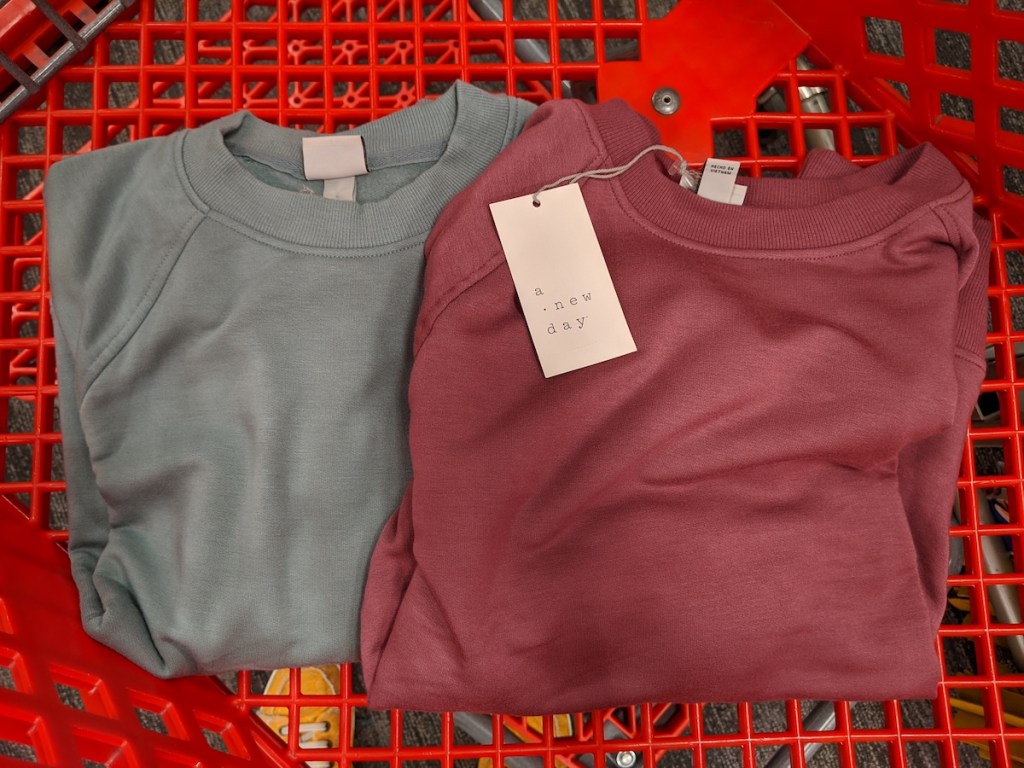 sage green and burnt red A New Day Women's Crew Neck Fleece Pull-Overs