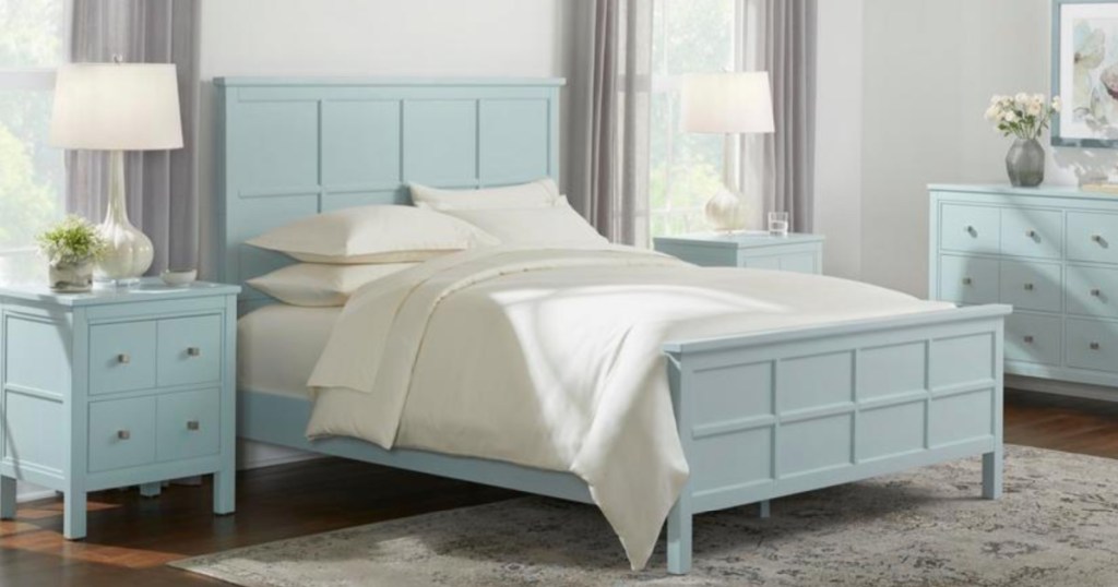 Platform Sleigh Beds On Homedepot, Pale Blue Bedroom Furniture