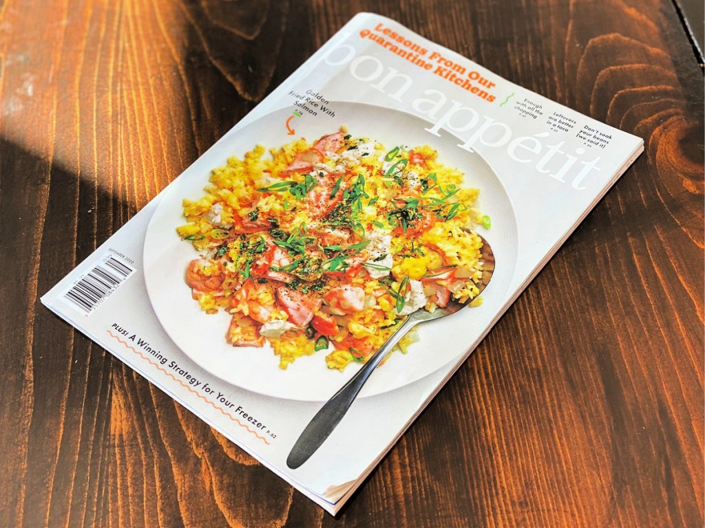 Bon Appétit Magazine on wood table