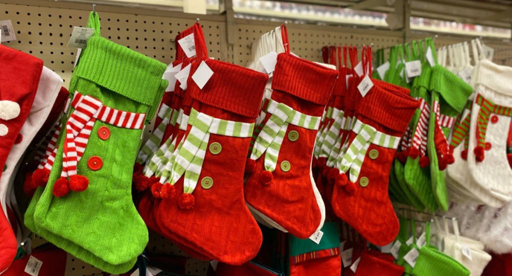 christmas stockings hanging in store