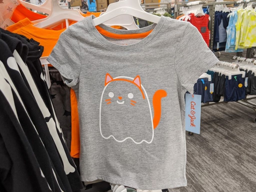 girls t-shirt with cat ghost graphic