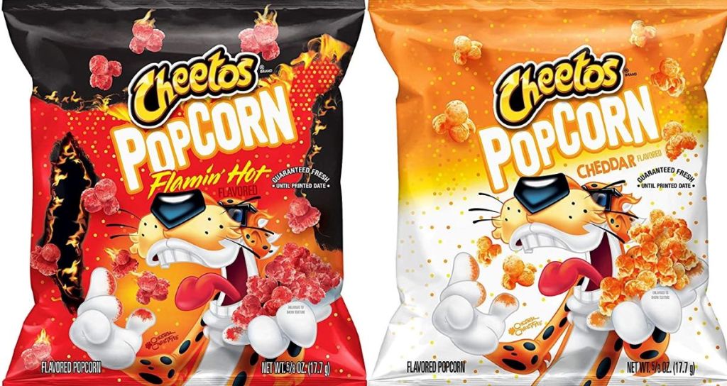 two bags of Cheetos popcorn