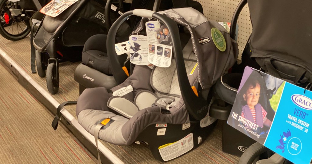 Chicco brand car seat on display in-store