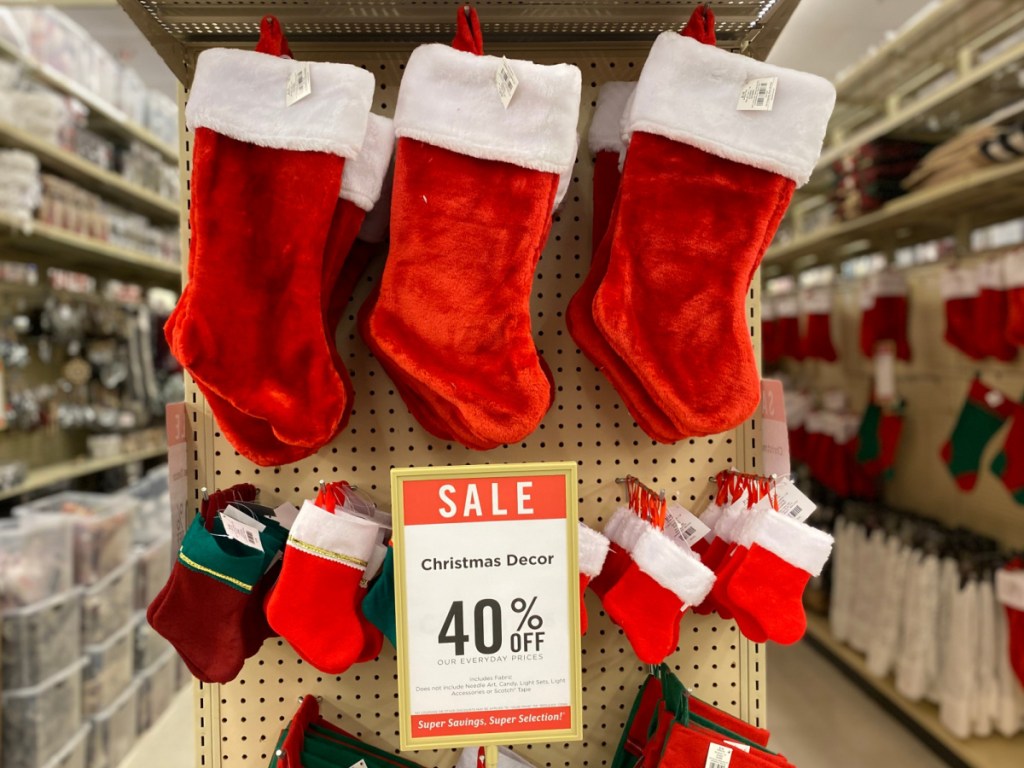 christmas stockings hanging in store