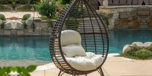 Teardrop Wicker Lounge Chair w/ Cushion Just $210.87 Shipped on Amazon (Reg. $330) – Use Indoors or Outdoors!