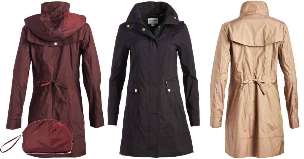 Cole Haan Packable Raincoats show from back and from front