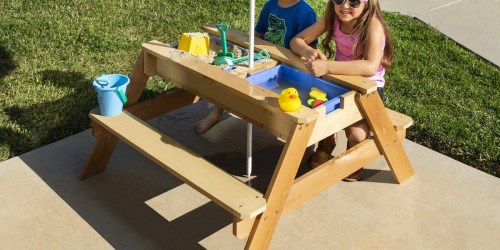 Kids 3-in-1 Sand & Water Wooden Picnic Table w/ Umbrella Just $79.99 Shipped (Reg. $180)