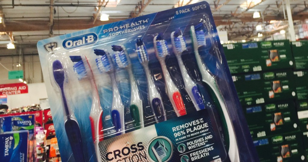 8-Count package of Oral-B toothbrushes in store at costco
