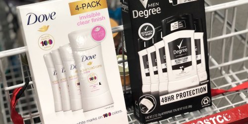 Costco Personal Care Deals | Dove Deodorant 4-Pack Only $5 After Cash Back (Just $1.29 Each)
