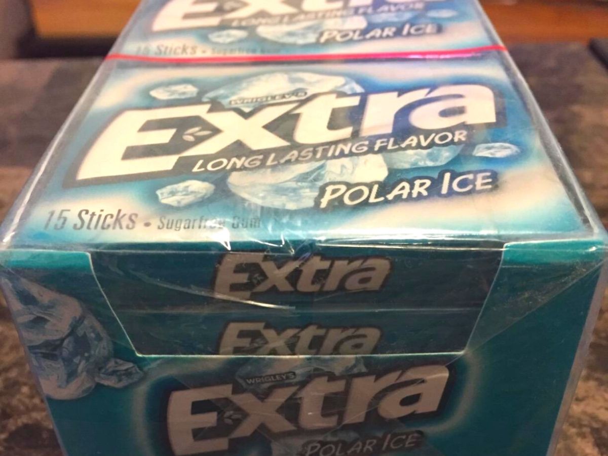 10-pack of gum in packaging on counter top