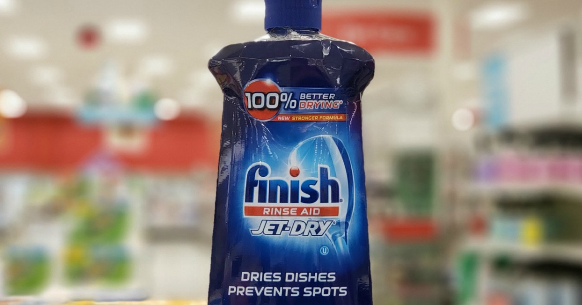 bottle of Finish Jet Dry rinse aid