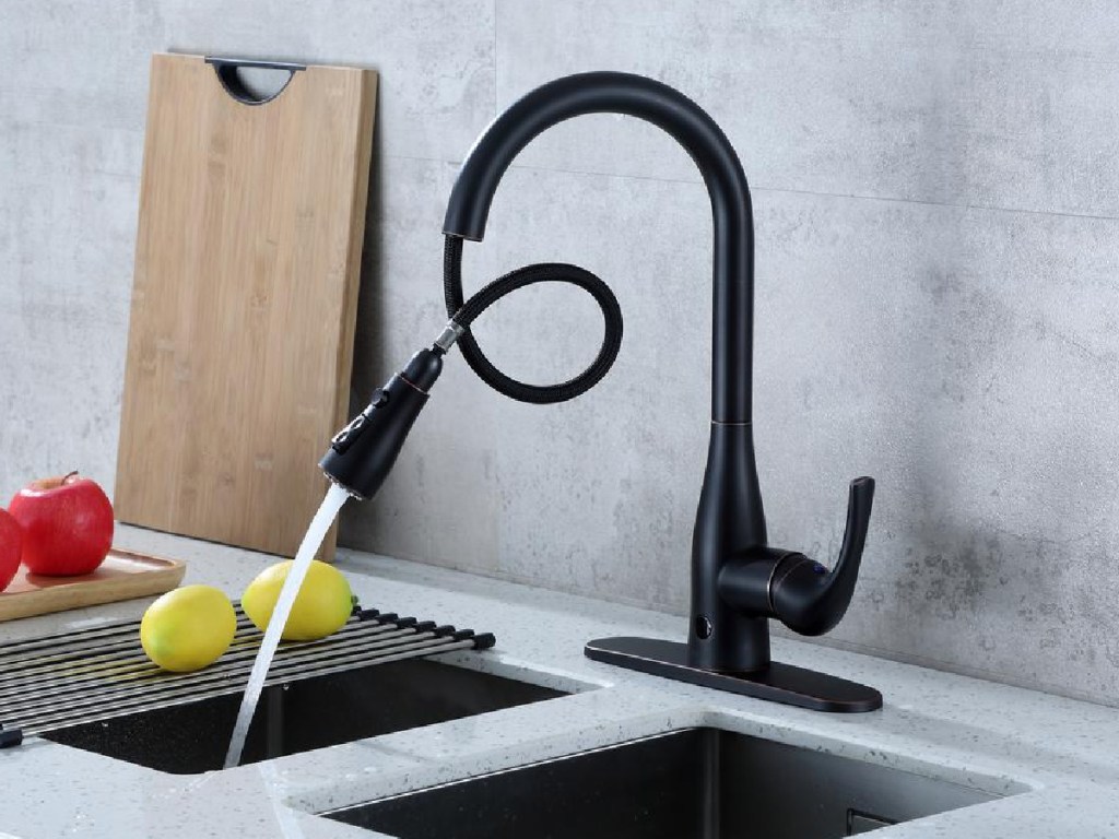 Flow Oil Rubbed Bronze Faucet with water pouring out