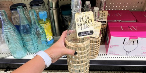 Chic Glass Bottles w/ Wicker Wrap Only $5 at Dollar General | Pottery Barn Look-Alike