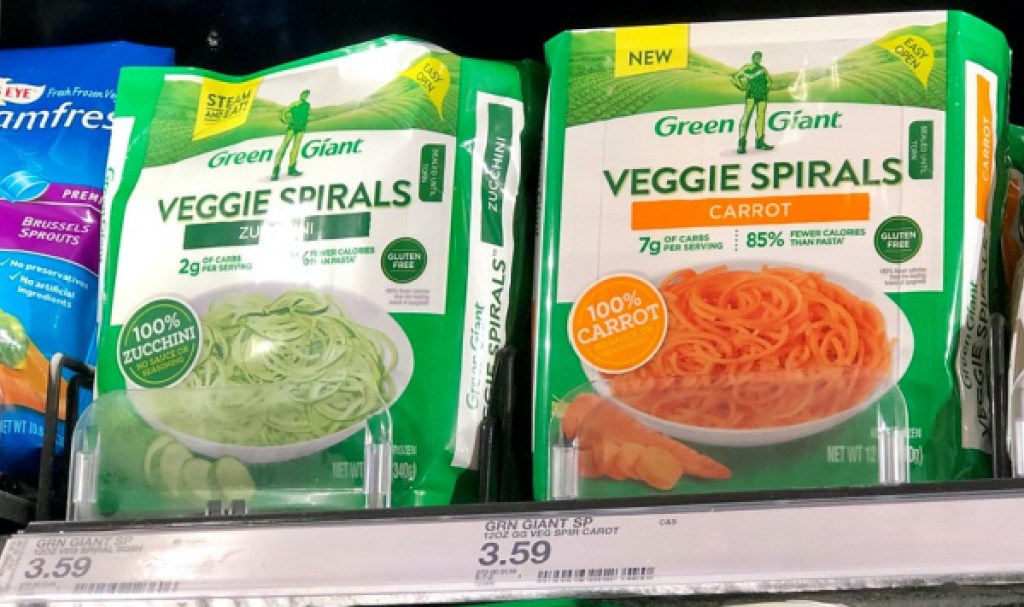 boxes of frozen veggie spirals in store