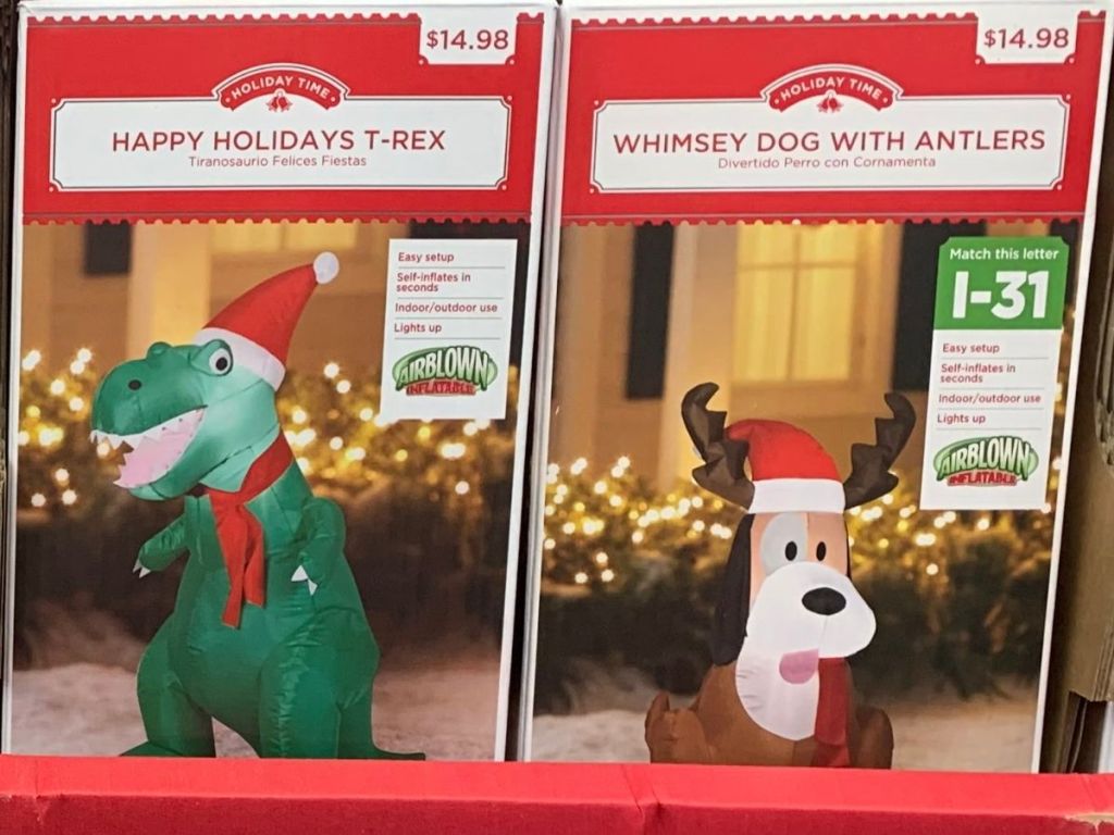 Holiday Time Dinosaur and Dog Inflatables