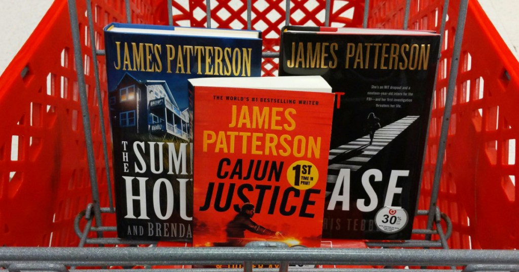 three books in red store cart