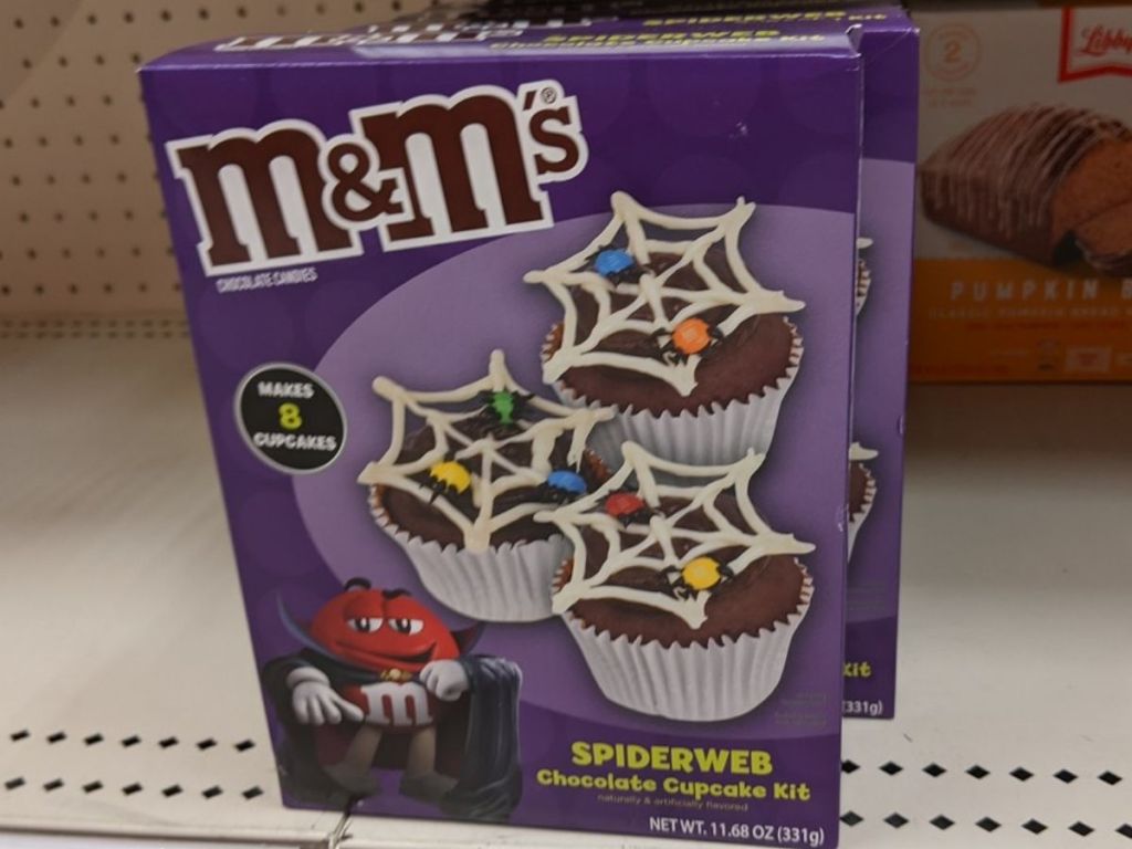 box of M&M's Spiderweb Cupcake Making Kit