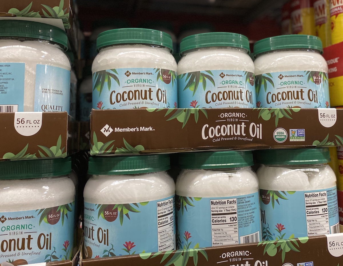 display of coconut oil at Sam's Club
