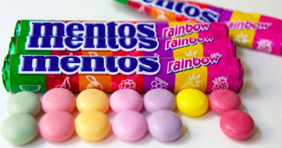 rolls of mentos fruity candies