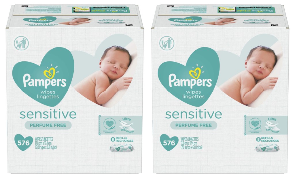 2 large boxes of pampers sensitive baby wipes