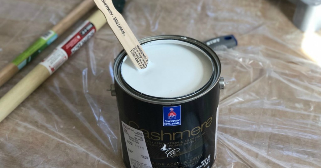 Sherwin Williams Paint Can with stick home decor ideas