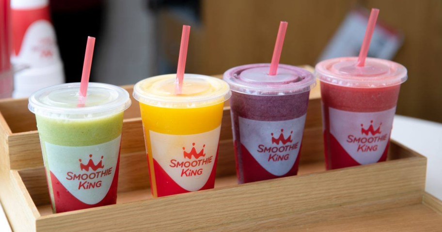 four different flavored smoothies