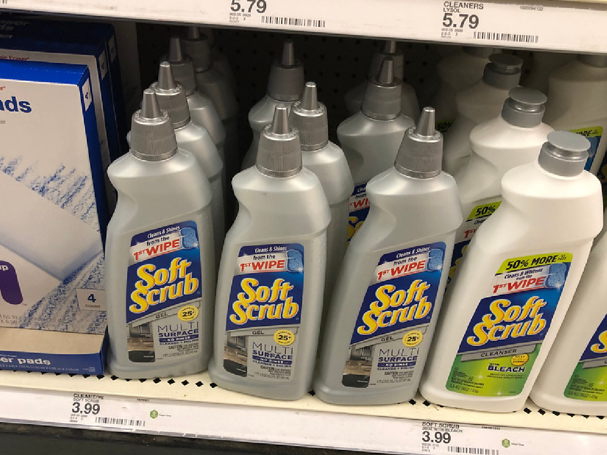 Soft Scrub bottles on store shelf
