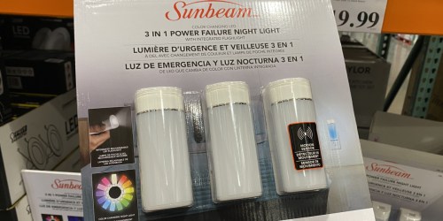 Sunbeam 3-in-1 Power Failure Night Light 3-Pack Just $19.99 at Costco