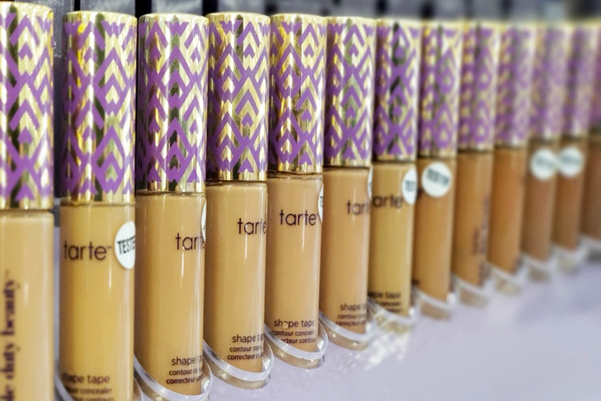 row of Tarte shape tape concealers in various shades